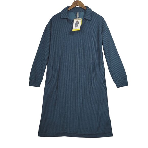 NEW Mondetta Collared Long Sleeve Ribbed Knit Eco Dress S // 25CT - Picture 1 of 9